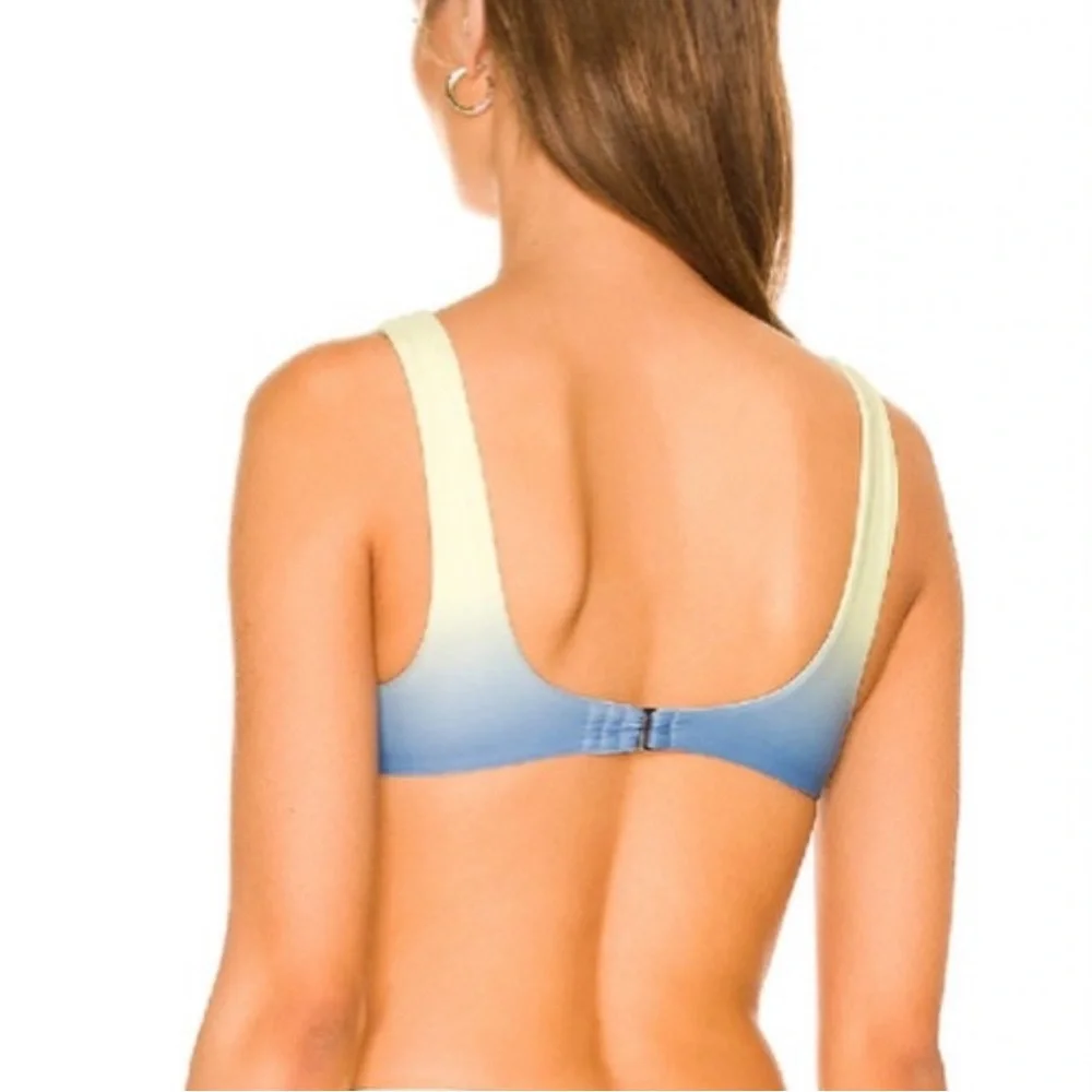 Lovers and Friends Danya Bikini Top in Yellow & Blue Ombre Full Width Wired M